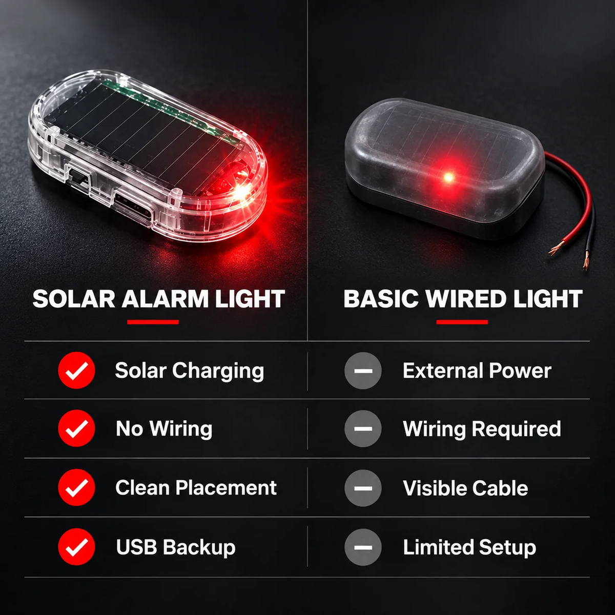 🔥 Limited-Time Deal - Solar Car Security Warning Light-DIY Flashing Security Light for Vehicle Deterrence
