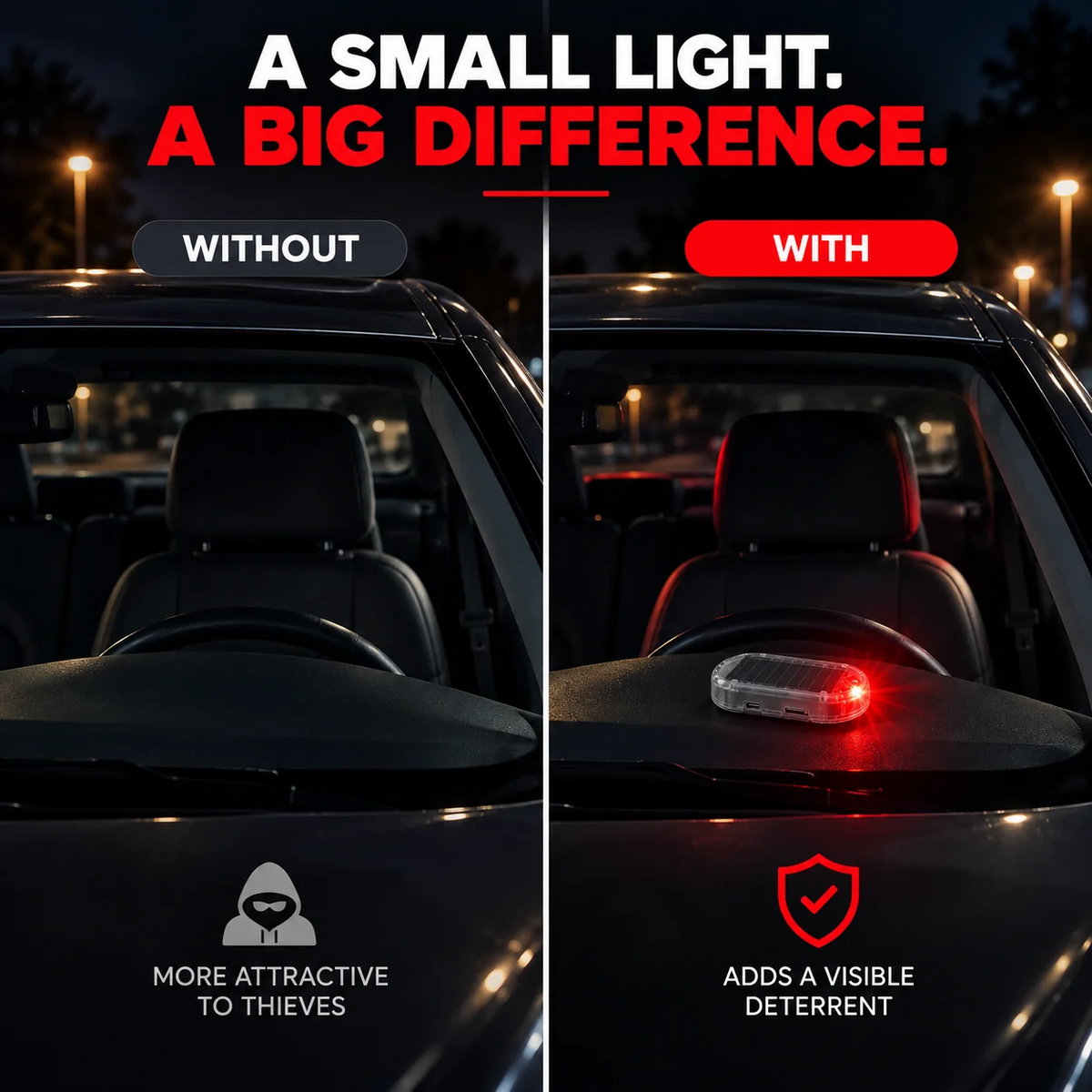 🔥 Limited-Time Deal - Solar Car Security Warning Light-DIY Flashing Security Light for Vehicle Deterrence