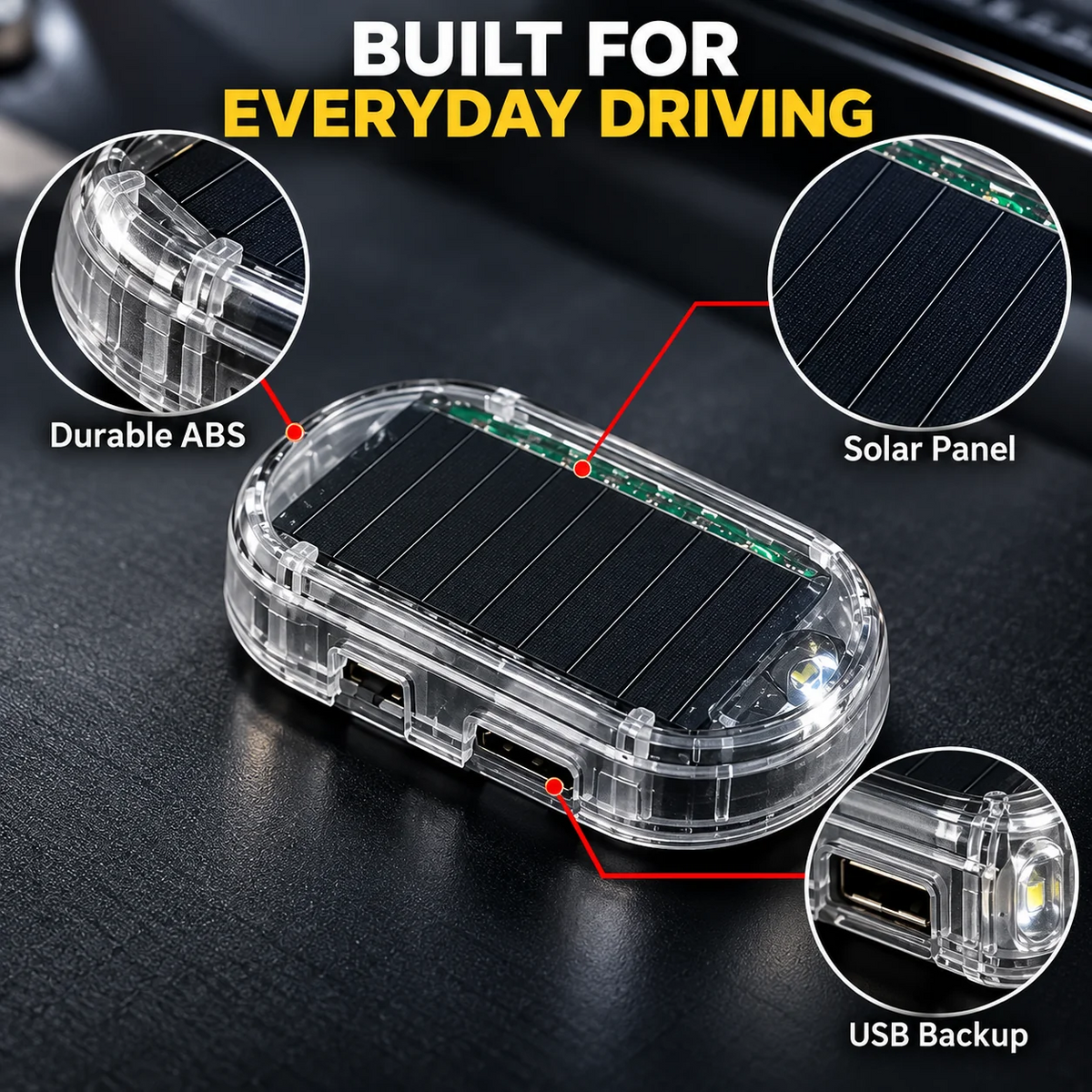 🔥 Limited-Time Deal - Solar Car Security Warning Light-DIY Flashing Security Light for Vehicle Deterrence