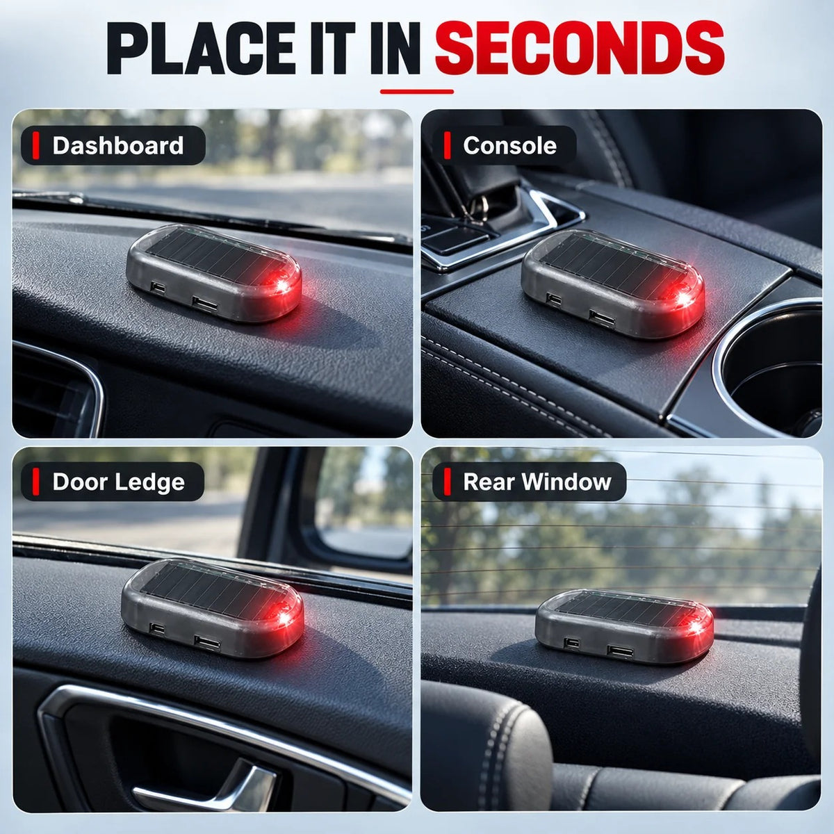 🔥 Limited-Time Deal - Solar Car Security Warning Light-DIY Flashing Security Light for Vehicle Deterrence