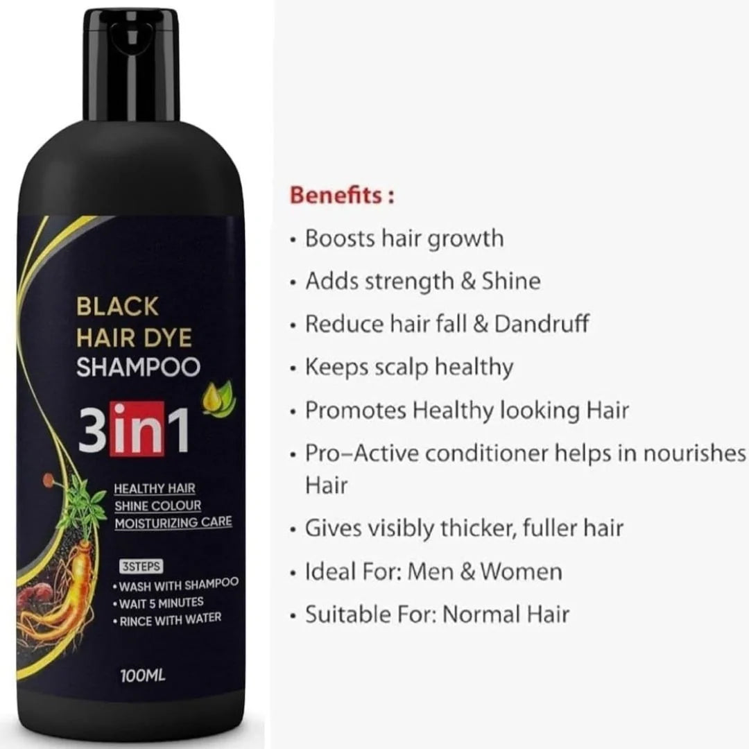 Hair Dye Instant Black Hair Shampoo for Women & Men