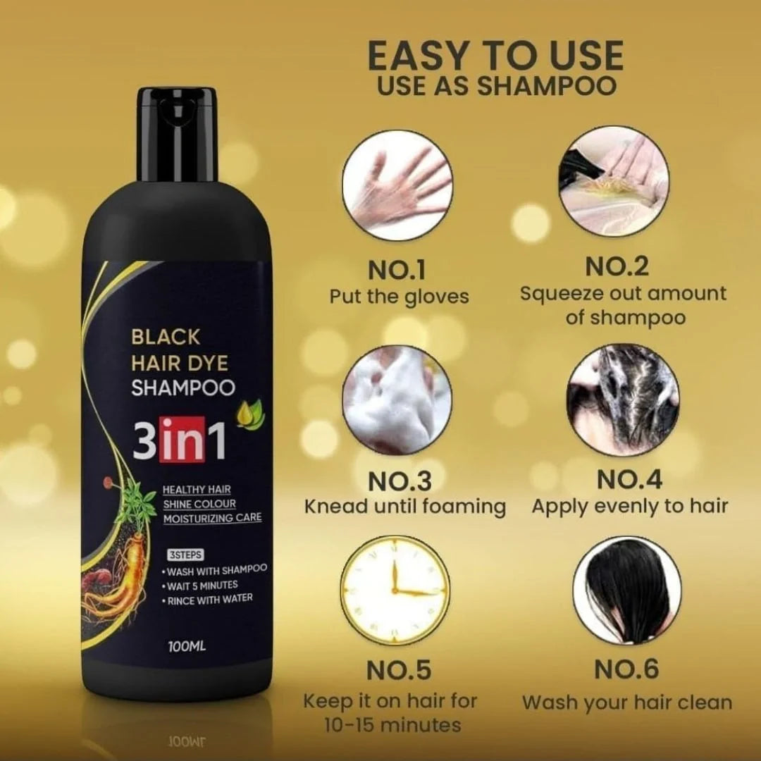Hair Dye Instant Black Hair Shampoo for Women & Men