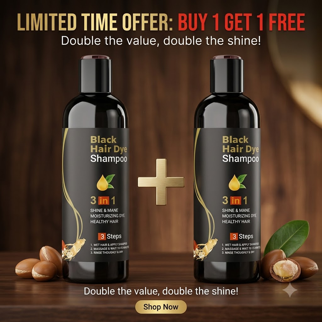 Buy 1 Get 1 Free | Hair Dye Instant Black Hair Shampoo for Women & Men | Limited Stock Left