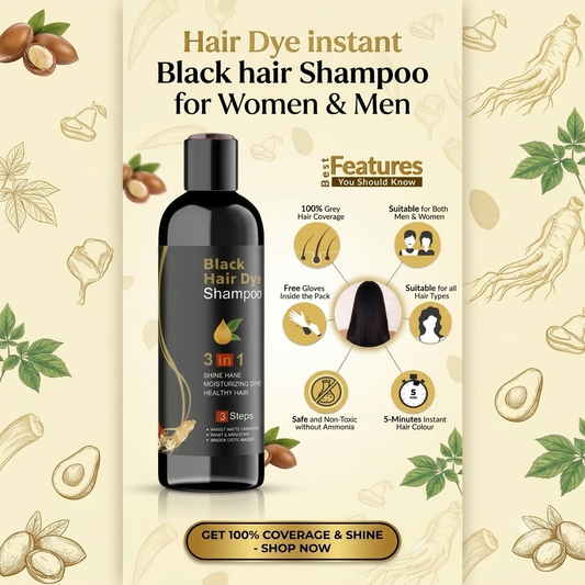 Buy 1 Get 1 Free | Hair Dye Instant Black Hair Shampoo for Women & Men | Limited Stock Left